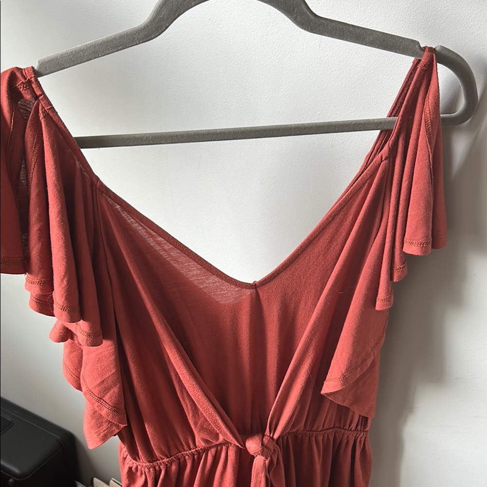 Rust/burnt orange Ruffled jumpsuit - Picture 4 of 6